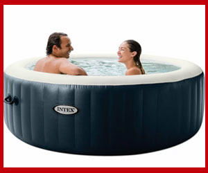 inflatable hot tub in basement